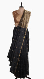 Mogra Buta Black Chanderi Saree - Sung Hills