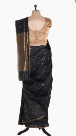 Mogra Buta Black Chanderi Saree - Sung Hills