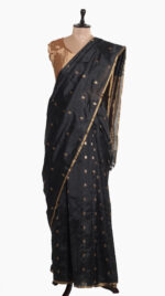 Mogra Buta Black Chanderi Saree - Sung Hills