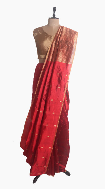 Red Mogra Chanderi Saree
