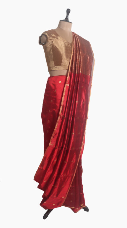 Red Mogra Chanderi Saree