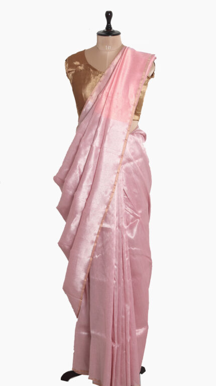 Pink Zigzag Chanderi saree