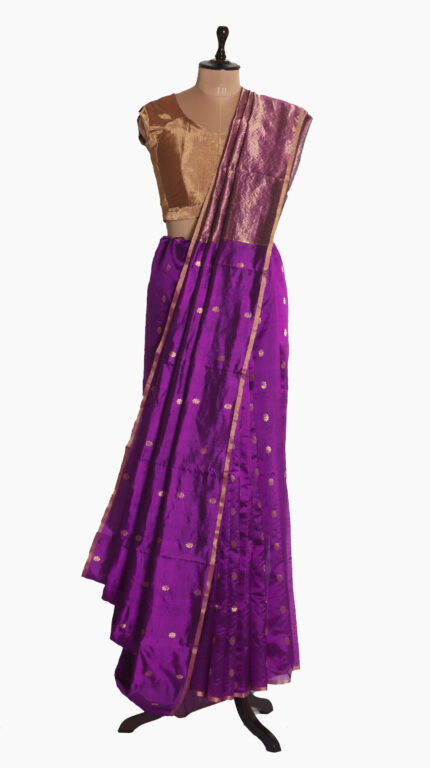 Mogra Buta Purple Chanderi Saree - Sung Hills