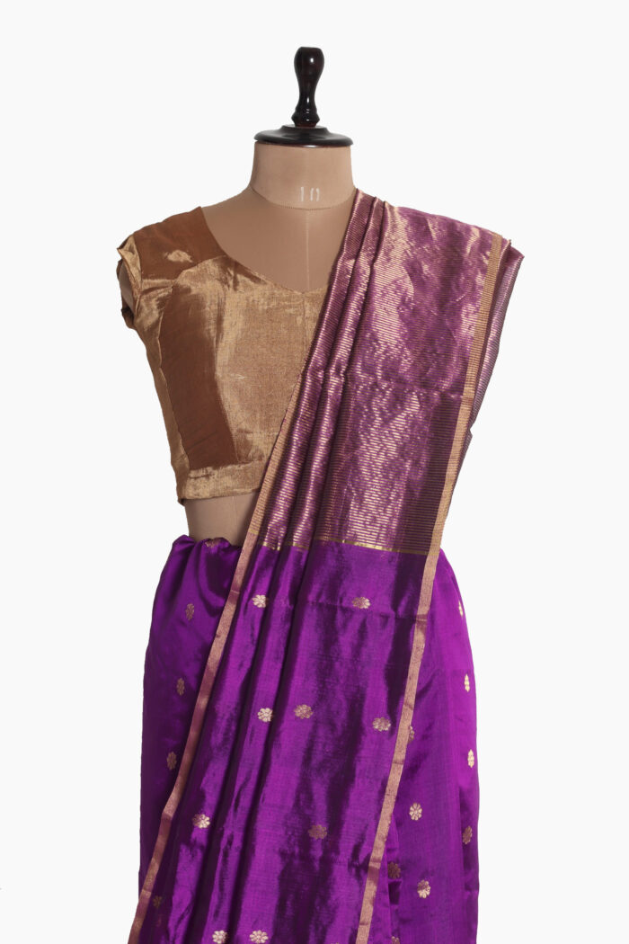 Mogra Buta Purple Chanderi Saree - Sung Hills