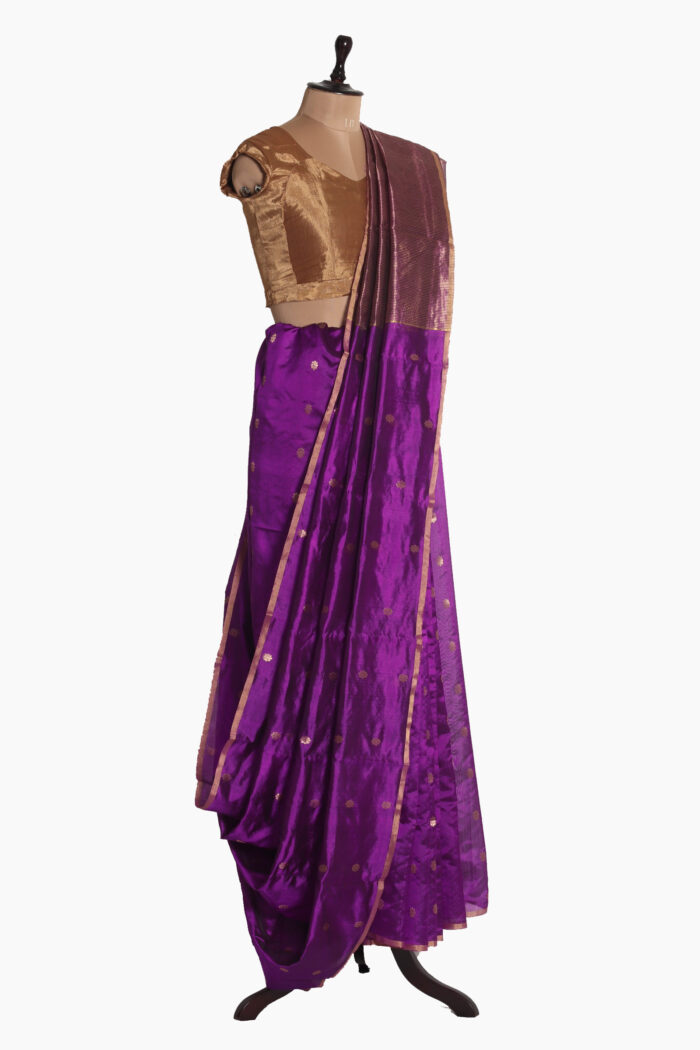 Mogra Buta Purple Chanderi Saree - Sung Hills