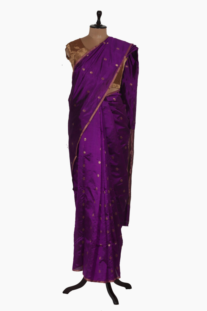 Mogra Buta Purple Chanderi Saree - Sung Hills