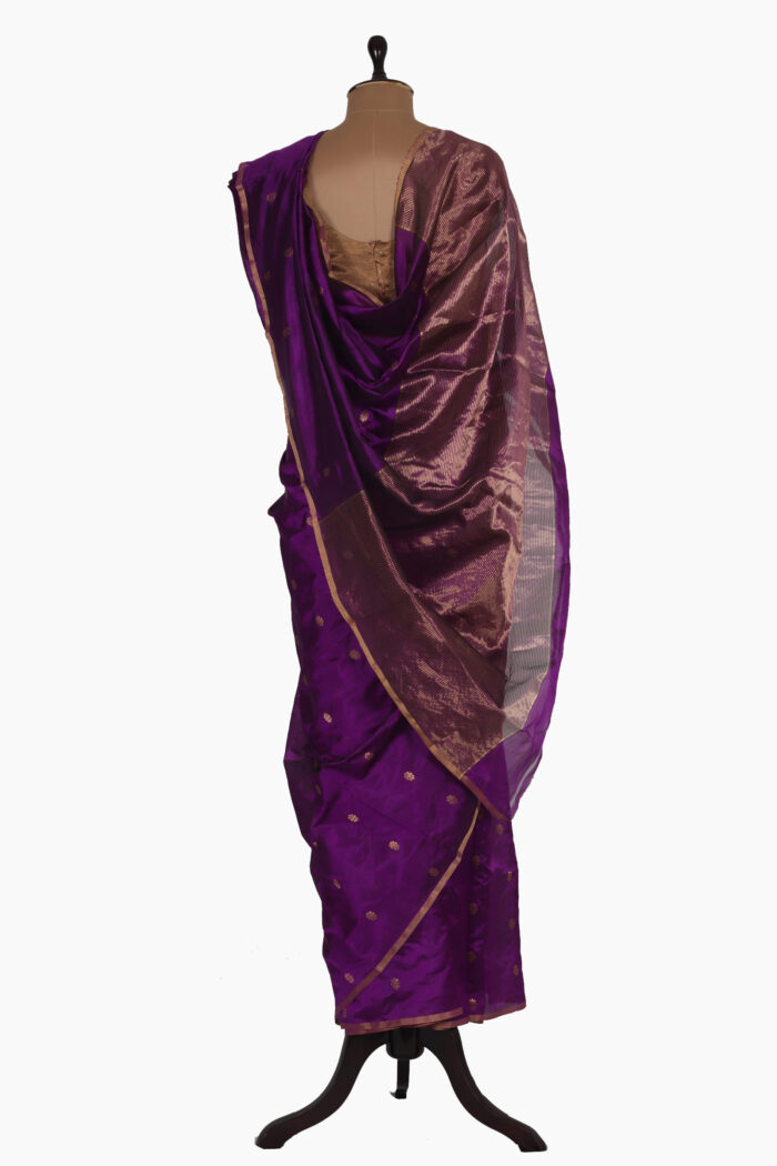 Mogra Buta Purple Chanderi Saree - Sung Hills
