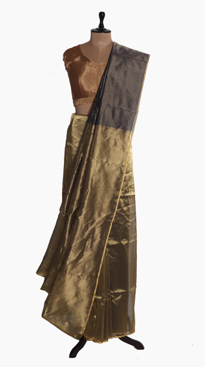 Golden Metallic tissue SIlk Saree