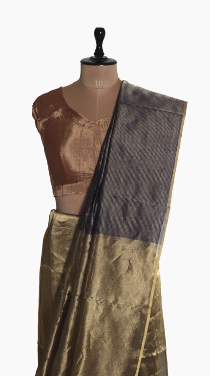 Golden Metallic tissue SIlk Saree