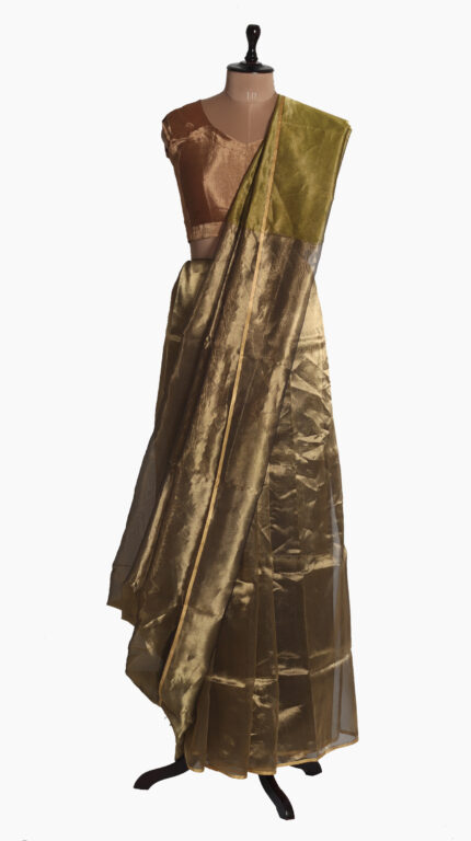 Golden Metallic tissue SIlk Saree