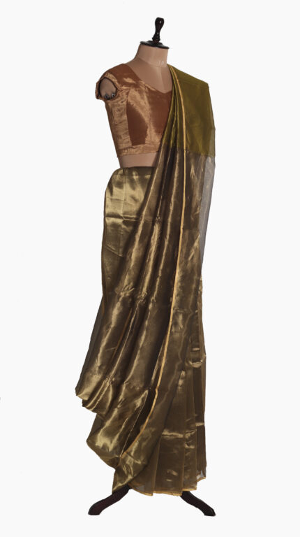 Golden Metallic tissue SIlk Saree