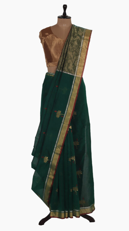 Golden Lotus Chanderi Saree