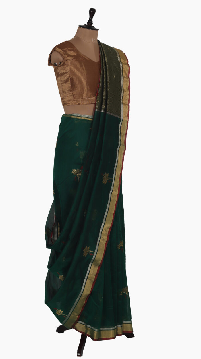 Golden Lotus Chanderi Saree