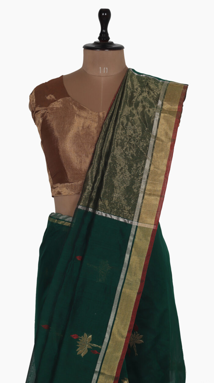 Golden Lotus Chanderi Saree