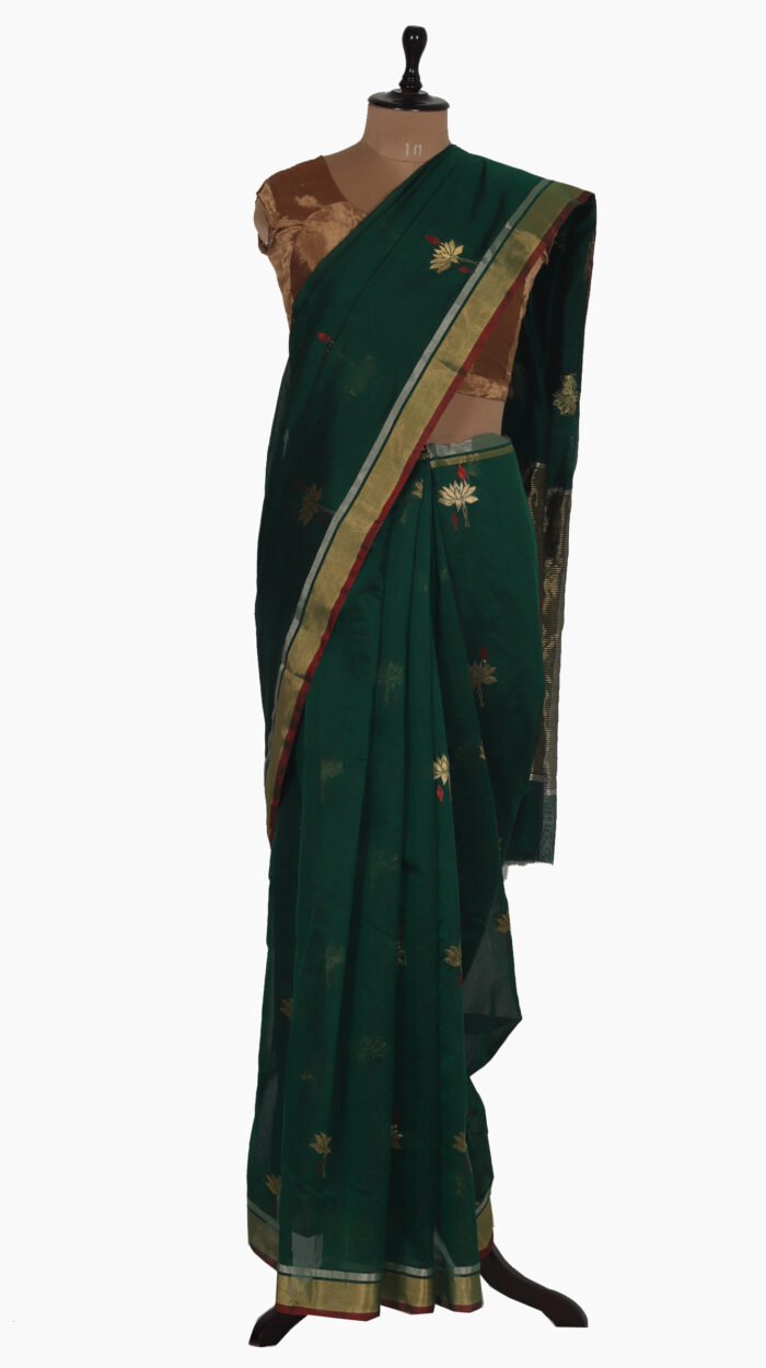 Golden Lotus Chanderi Saree