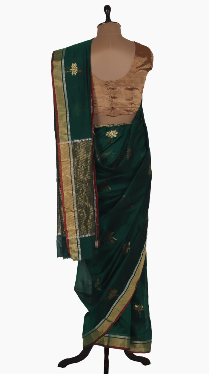 Golden Lotus Chanderi Saree