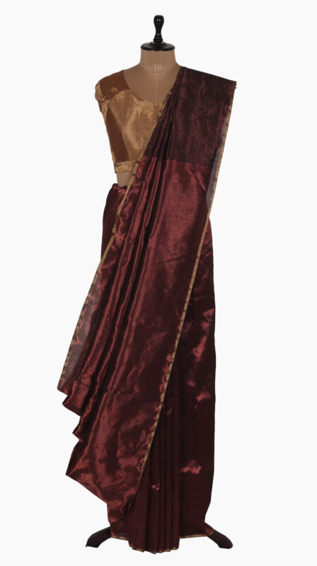 Copper Zigzag Chanderi Saree