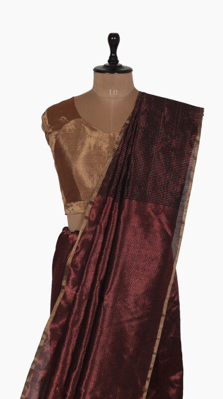 Copper Zigzag Chanderi Saree