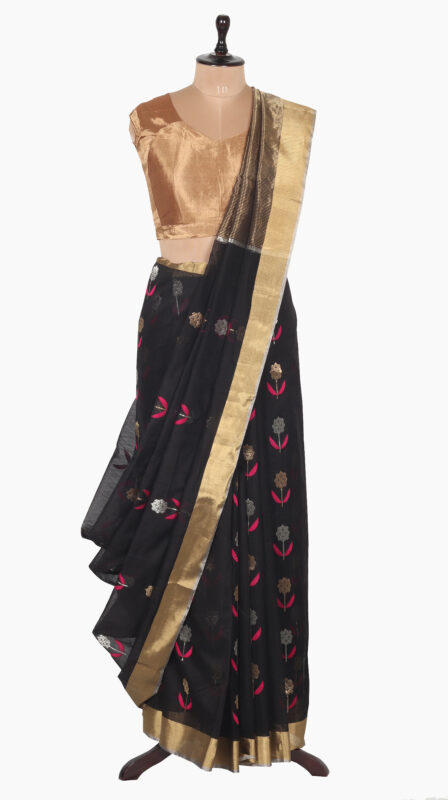 Contrast Leaf Chanderi Saree