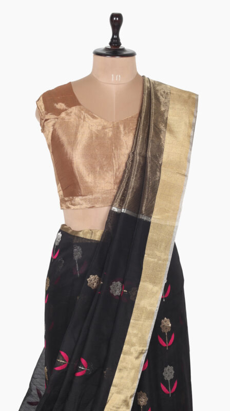 Contrast Leaf Chanderi Saree