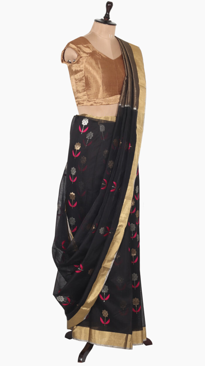Contrast Leaf Chanderi Saree