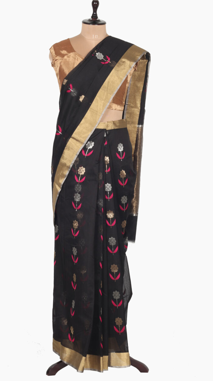 Contrast Leaf Chanderi Saree