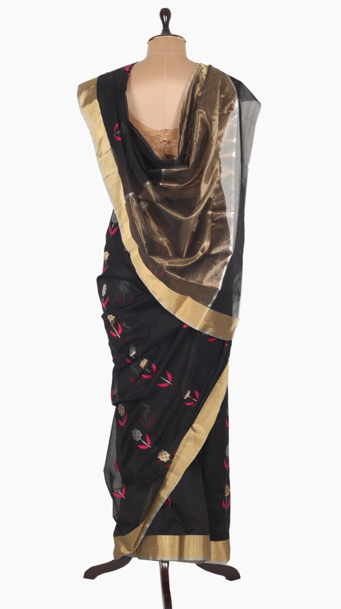 Contrast Leaf Chanderi Saree