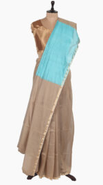 skyblue Plain Chanderi Saree