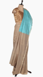 skyblue Plain Chanderi Saree