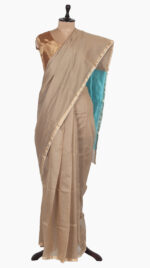 skyblue Plain Chanderi Saree