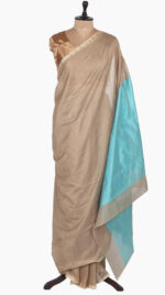 skyblue Plain Chanderi Saree
