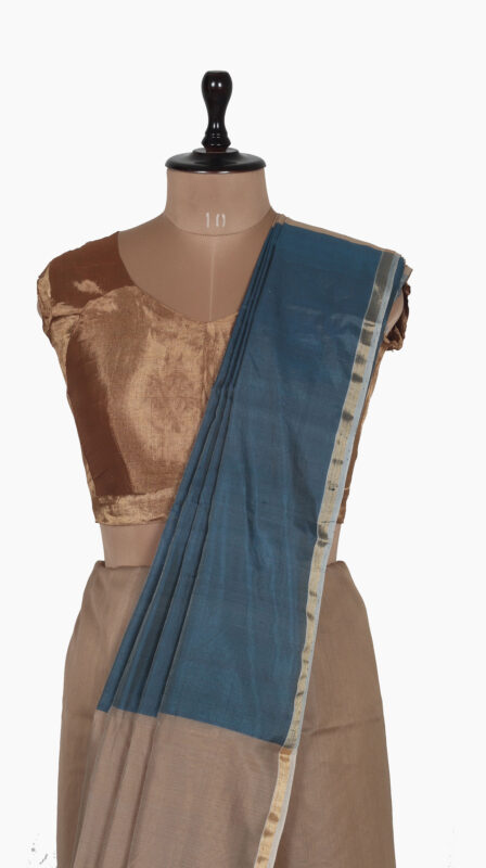 Darkblue Plain Chanderi Saree
