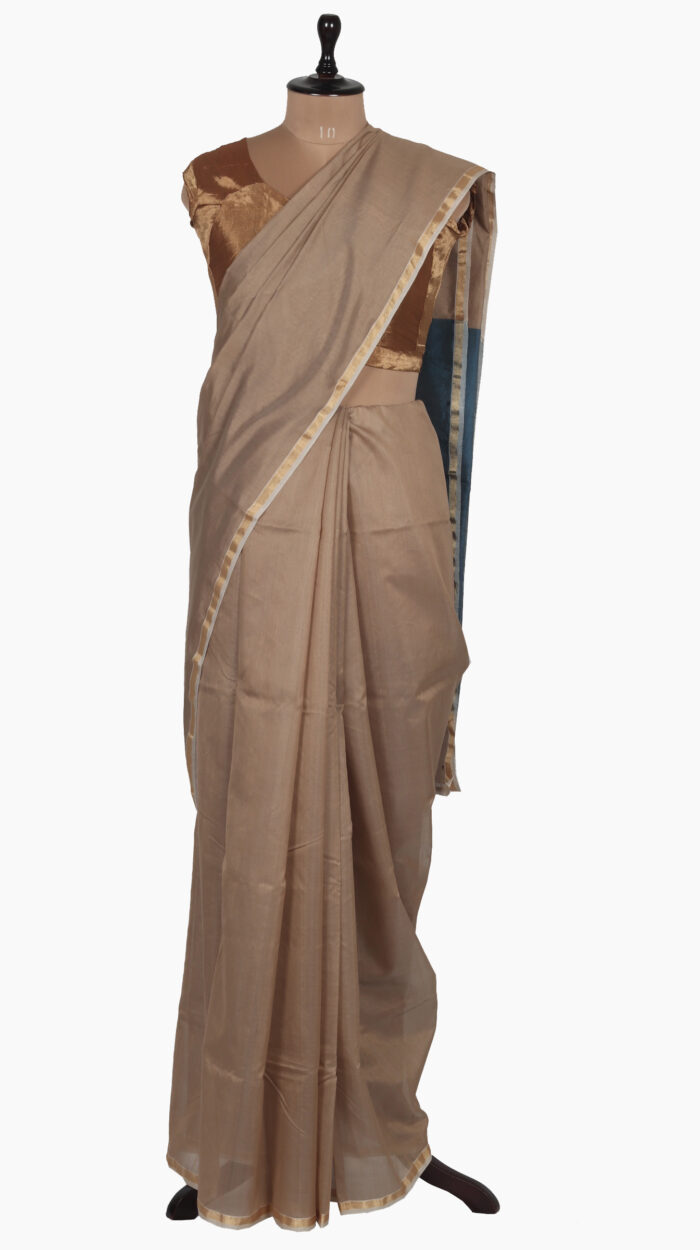 Darkblue Plain Chanderi Saree