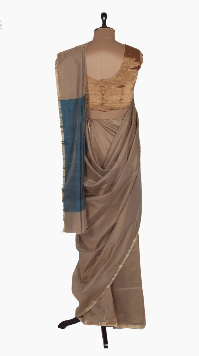 Darkblue Plain Chanderi Saree