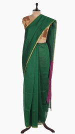 BottleGreen Plain Chanderi Saree