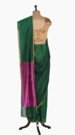 BottleGreen Plain Chanderi Saree