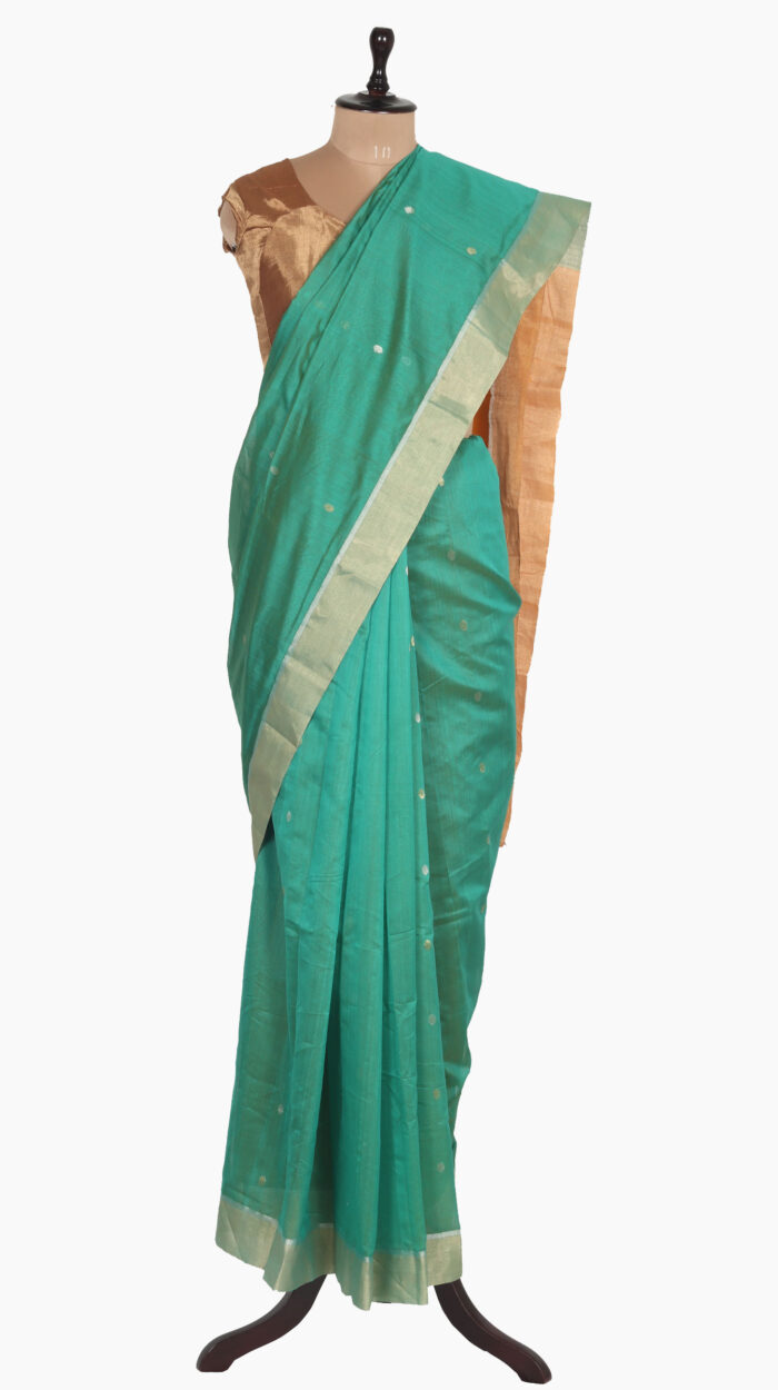 Golden Square Leaf Chanderi Saree