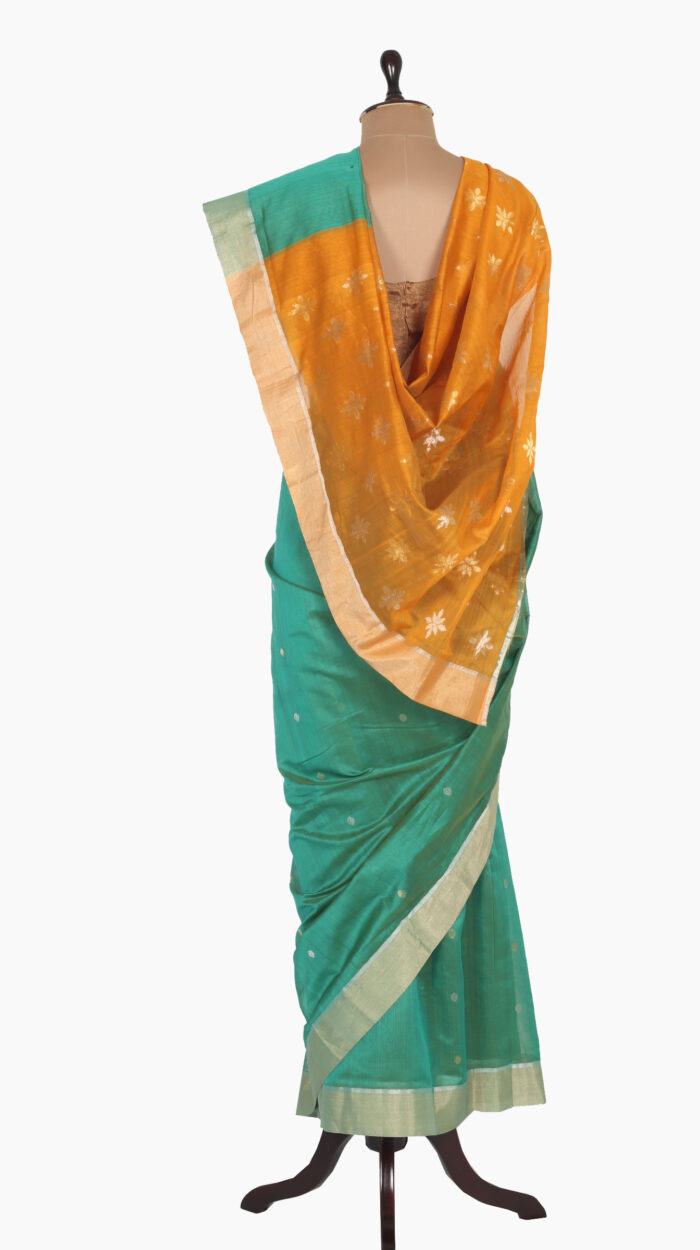 Golden Square Leaf Chanderi Saree