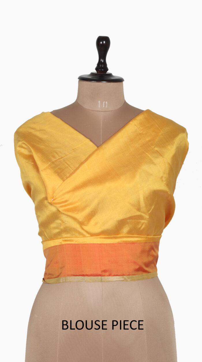 TurmericYellow Plain Chanderi Saree