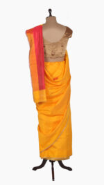 TurmericYellow Plain Chanderi Saree