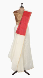 OffWhite plain chanderi saree