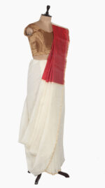 OffWhite plain chanderi saree