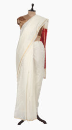 OffWhite plain chanderi saree