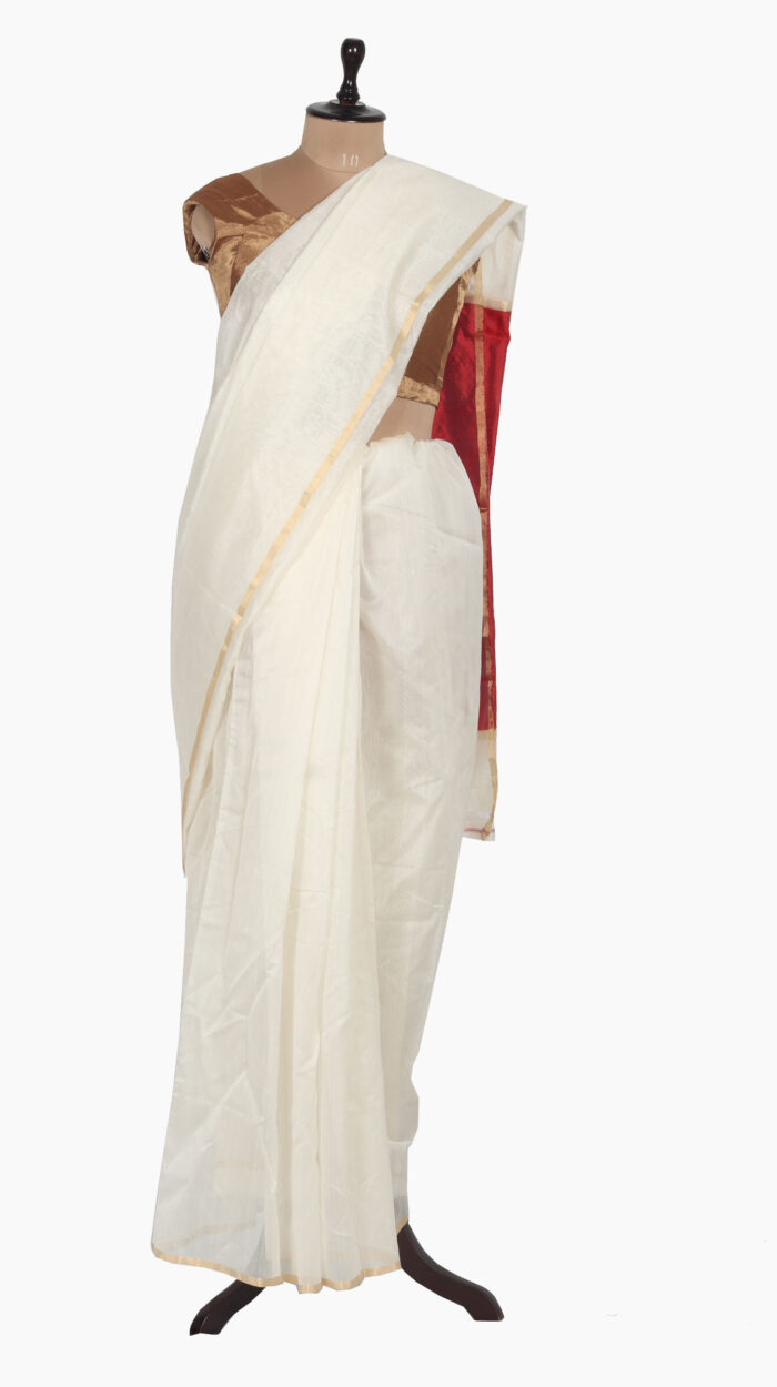OffWhite plain chanderi saree