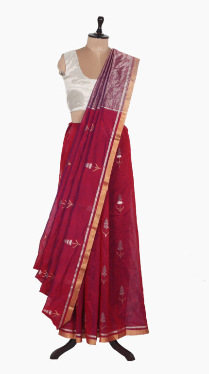 DualShade Red Chanderi Saree