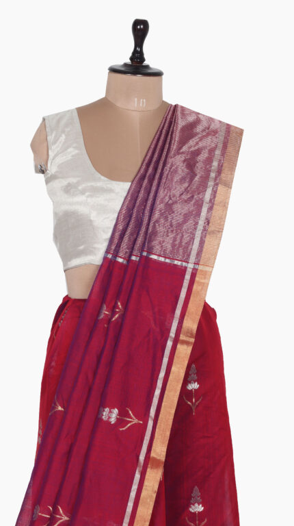 DualShade Red Chanderi Saree