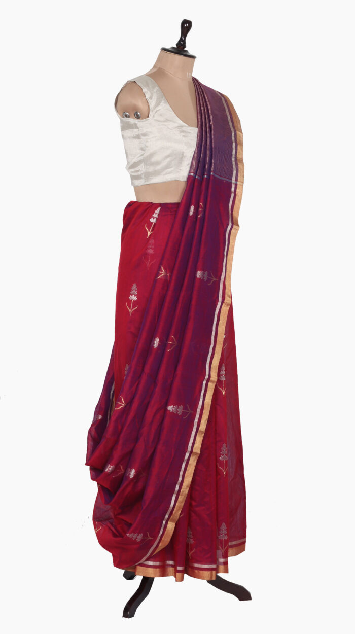 DualShade Red Chanderi Saree