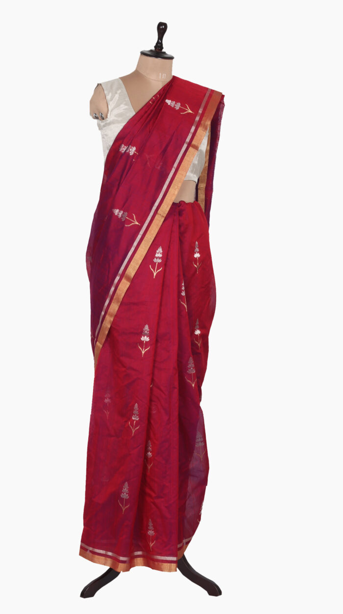 DualShade Red Chanderi Saree