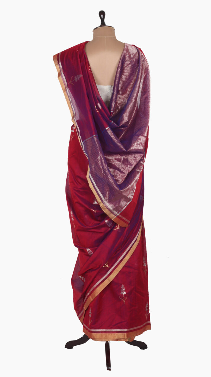 DualShade Red Chanderi Saree