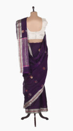 Purple Hibiscus Chanderi Saree